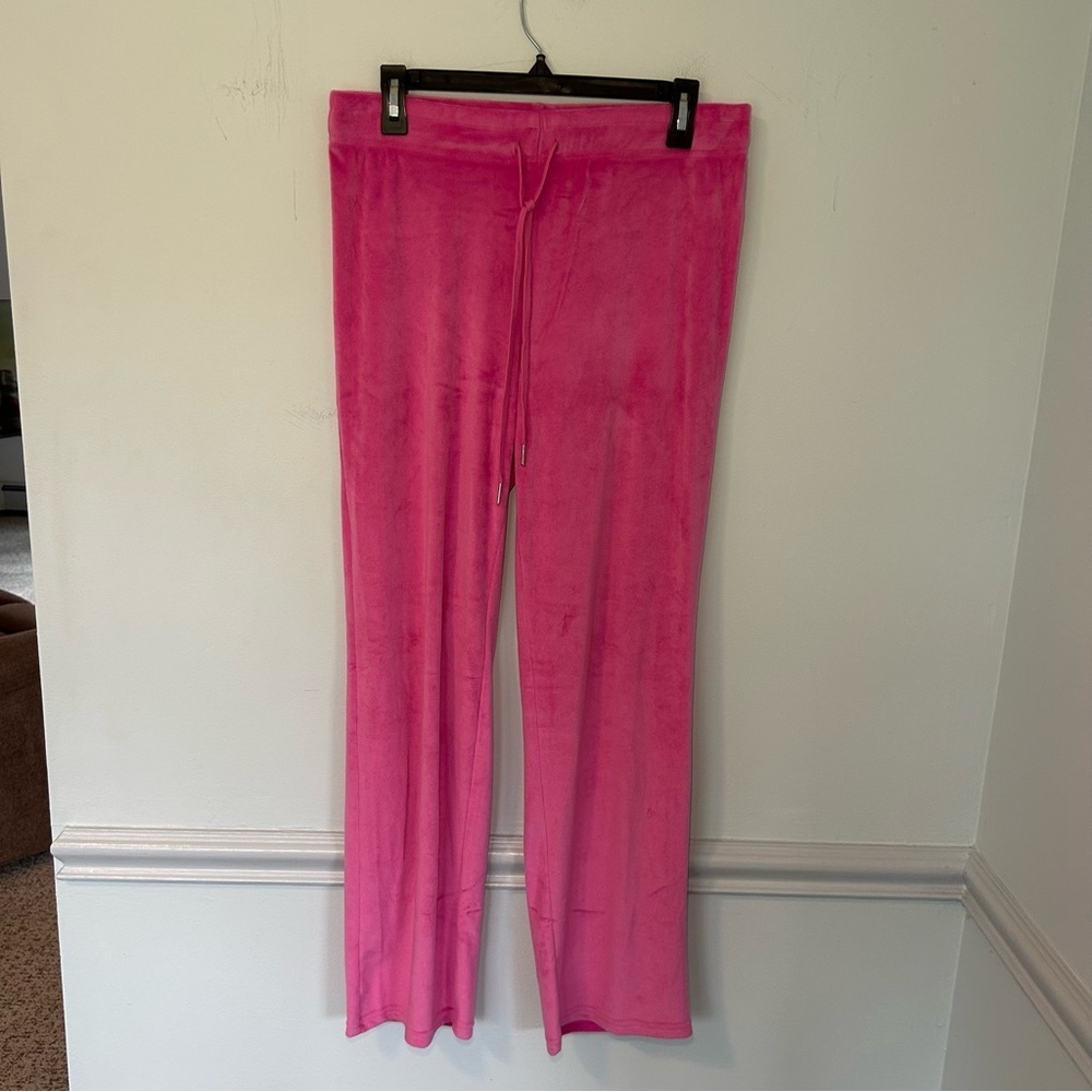 NWT Juicy Couture OG Big Bling Pink Velvour Track Pants Size Medium